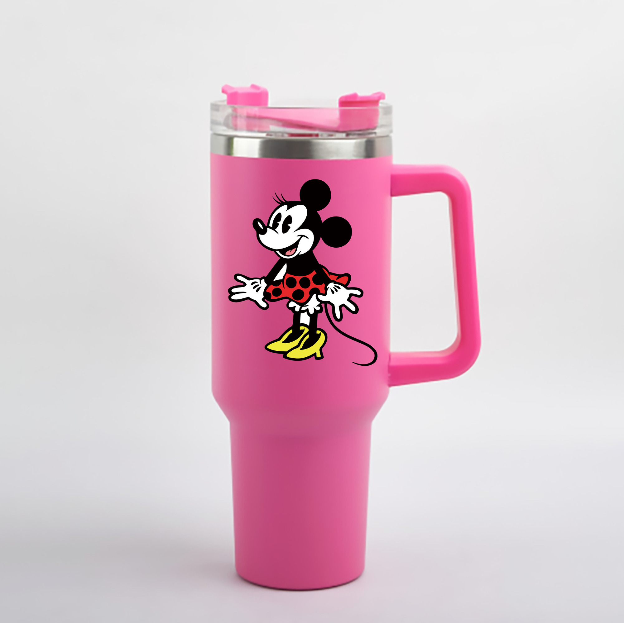 （画像用） ミッキーマウス Mickey Mouse 1200mL車用タンブラー - クリスタルステッカー（プラスチックストロー付き）